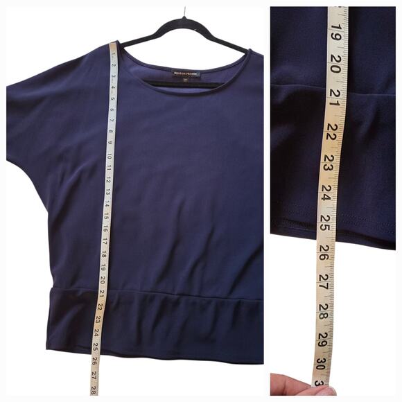 Boston Proper Knit Top, Stretchy Loose-fit Navy Blue size Large, Dolman Sleeves - Picture 6 of 10